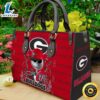 Georgia Bulldogs NCAA Jack Skellington Women Leather Hand Bag Tshirt