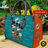 Miami Dolphins Mickey And Minnie Women Leather Hand Bag Tee