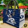 NCAA BYU Cougars Mickey Women Leather Hand Bag Tshirt