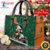 NCAA Miami Hurricanes Mickey Christmas Women Leather Hand Bag Tee