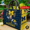NCAA Michigan Wolverines Minnie Women Leather Hand Bag Tshirt