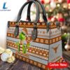 NCAA Texas Longhorns Grinch Christmas Women Leather Hand Bag t shirt