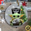 Personalized Oakland Raiders Baby Yoda Christmas Ceramic Ornament Tshirt