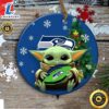 Personalized Seattle Seahawks Baby Yoda Christmas Ceramic Ornament Tshirt