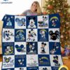 Los Angeles Chargers Disney Mickey Mouse Fleece Quilt Blanket Gift