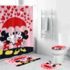 Disney Cartoon Mickey Minie Mouse Sweet Heart Shower Curtain Sets, Bathroom Sets 2 Disney Cartoon Mickey Minie Mouse Sweet Heart Shower Curtain Sets Bathroom Sets