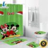 Disney Mickey Mouse Christmas Mickey And Minnie Green 6 Shower Curtain Non Slip Toilet Lid Cover Bath Mat Bathroom Set Fans Gifts
