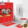Disney Mickey Mouse Christmas Mickey And Minnie Red 1 Shower Curtain Non-Slip Toilet Lid Cover Bath Mat - Bathroom Set Fans Gifts 2 Disney Mickey Mouse Christmas Mickey And Minnie Red 1 Shower Curtain Non Slip Toilet Lid Cover Bath Mat Bathroom Set Fans Gifts