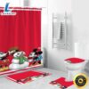 Disney Mickey Mouse Christmas Mickey And Minnie Red 7 Shower Curtain Non Slip Toilet Lid Cover Bath Mat Bathroom Set Fans Gifts