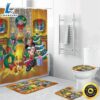 Disney Mickey Mouse Christmas Mickey And Pluto 1 Shower Curtain Non Slip Toilet Lid Cover Bath Mat Bathroom Set Fans Gifts