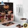 Disney Mickey Mouse Christmas Mickey And Pluto Blue 1 Shower Curtain Non Slip Toilet Lid Cover Bath Mat Bathroom Set Fans Gifts