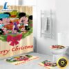 Disney Mickey Mouse Christmas Mickey Friends 17 Shower Curtain Non Slip Toilet Lid Cover Bath Mat Bathroom Set Fans Gifts