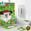 Disney Mickey Mouse Christmas Mickey Green 1 Shower Curtain Non Slip Toilet Lid Cover Bath Mat Bathroom Set Fans Gifts