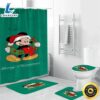 Disney Mickey Mouse Christmas Mickey Green 2 Shower Curtain Non Slip Toilet Lid Cover Bath Mat Bathroom Set Fans Gifts
