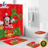 Disney Mickey Mouse Christmas Mickey Red 2 Shower Curtain Non Slip Toilet Lid Cover Bath Mat Bathroom Set Fans Gifts