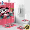 Disney Mickey Mouse Christmas Minnie Gift Pink 1 Shower Curtain Non Slip Toilet Lid Cover Bath Mat Bathroom Set Fans Gifts