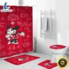 Disney Mickey Mouse Christmas Minnie Red 1 Shower Curtain Non Slip Toilet Lid Cover Bath Mat Bathroom Set Fans Gifts