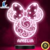 Girls Minnie Mouse Swirls Bow Personalised Gift Colour Change Lamp Night Light