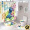 Lilo Stitch Waterproof Shower Curtain Bathroom Mat Rug Toilet Cover Mat
