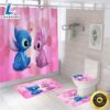Lio And Stitch Bathroom Set Shower Curtain Bath Mat Toilet Lid Cover