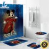 Mickey Fantasia Poster 6 4PCS Shower Curtain Non Slip Toilet Lid Cover Bath Mat Bathroom Set Fans Gifts