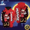 Mickey Mouse Black Red Pattern Stripes Disney 3D Zip Hoodie Valentine Day