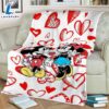 Mickey and Minnie Love Fan Gift Happy Valentine's Day Gift Minnie and Mickey with Heart Comfy Sofa Throw Blanket Gift