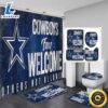 NFL Dallas Cowboys Bathroom Set Shower Curtains Non Slip Rugs Toilet Lid Cover Mats For Fan