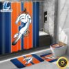 NFL Denver Broncos Bathroom Set Shower Curtains Non Slip Rugs Toilet Lid Cover Mat