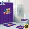 NFL Flag Minnesota Vikings Bath Rugs Set 4pcs Shower Curtain Non Slip Toilet Lid Cover