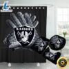 NFL Las Vegas Raiders Bathroom Set Shower Curtain Non Slip Rug Toilet Lid Cover Mats