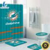 NFL Miami Dolphins Non Slip Rugs Toilet Lid Cover Bath Mat Shower Curtain 4pcs Sets