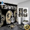 NFL New Orleans Saints Bathroom Set Shower Curtain Non Slip Rug Toilet Lid Cover Mat 3d