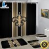 NFL New Orleans Saints Bathroom Set Shower Curtain Non-Slip Rug Toilet Lid Cover Mat Logo 2 NFL New Orleans Saints Bathroom Set Shower Curtain Non Slip Rug Toilet Lid Cover Mat Logo
