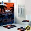 NFL Summer Denver Broncos Bathroom 4pcs Rugs Set Bath Mat Shower Curtain Toilet Lid Cover
