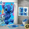 Stitch Blue Bathroom Set Shower Curtain Bath Mat Toilet Lid Cover 3 Stitch Blue Bathroom Set Shower Curtain Bath Mat Toilet Lid Cover
