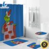 The Grinch Christmas Grinch Blue 1 Shower Curtain Non Slip Toilet Lid Cover Bath Mat Bathroom Set Fans Gifts