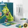 The Grinch Christmas Grinch With Coffee-Cup Shower Curtain Non-Slip Toilet Lid Cover Bath Mat - Bathroom Set Fans Gifts 2 The Grinch Christmas Grinch With Coffee Cup Shower Curtain Non Slip Toilet Lid Cover Bath Mat Bathroom Set Fans Gifts