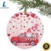 Valentines Day Pink Truck Gnome Love Heart Round Ornament