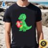 Watercolor Green Dinosaur Hold Heart Valentine T-Shirt 3 Watercolor Green Dinosaur Hold Heart Valentine T Shirt