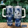 Custom Name Cowboys Color Blocks 40oz Stainless Steel Tumbler with Handle and Straw Lid