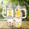 Custom Name Everything Is Fine Tweety Daisy Flower Pattern 40oz Stainless Steel Tumbler with Handle and Straw Lid 2 Custom Name Everything Is Fine Tweety Daisy Flower Pattern 40oz Stainless Steel Tumbler with Handle and Straw Lid
