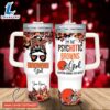 Custom Name Im The Psychotic Browns Girl Flower Pattern 40oz Stainless Steel Tumbler with Handle and Straw Lid