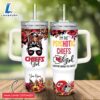 Custom Name Im The Psychotic Chiefs Girl Flower Pattern 40oz Stainless Steel Tumbler with Handle and Straw Lid