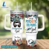 Custom Name Im The Psychotic Dolphins Girl Flower Pattern 40oz Stainless Steel Tumbler with Handle and Straw Lid