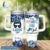 Custom Name Im The Psychotic Lions Girl Flower Pattern 40oz Stainless Steel Tumbler with Handle and Straw Lid