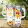 Custom Name Its Fine Im Fine Winnie the Pooh Colorful Flower Pattern 40oz Stainless Steel Tumbler with Handle and Straw Lid