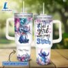Custom Name Just A Girl Loves Stitch Flower Pattern 40oz Tumbler with Handle and Straw Lid 2 Custom Name Just A Girl Loves Stitch Flower Pattern 40oz Tumbler with Handle and Straw Lid