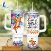 Custom Name Just A Girl Loves Tigger Flower Pattern 40oz Tumbler with Handle and Straw Lid 3 Custom Name Just A Girl Loves Tigger Flower Pattern 40oz Tumbler with Handle and Straw Lid