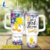 Custom Name Just A Girl Loves Tweety Flower Pattern 40oz Tumbler with Handle and Straw Lid 3 Custom Name Just A Girl Loves Tweety Flower Pattern 40oz Tumbler with Handle and Straw Lid